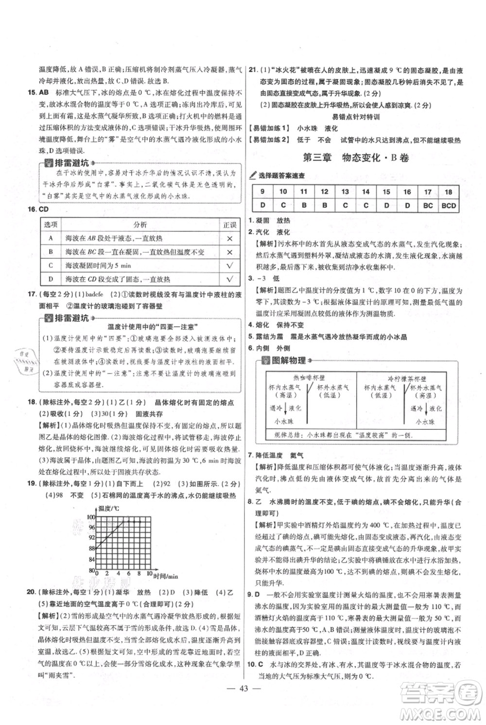 延邊教育出版社2021金考卷活頁題選初中同步單元雙測卷八年級(jí)上冊(cè)物理人教版參考答案