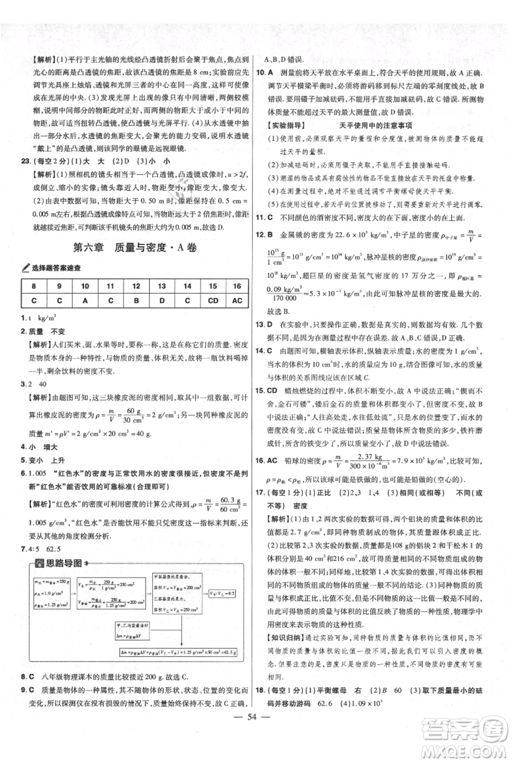 延邊教育出版社2021金考卷活頁題選初中同步單元雙測卷八年級(jí)上冊(cè)物理人教版參考答案