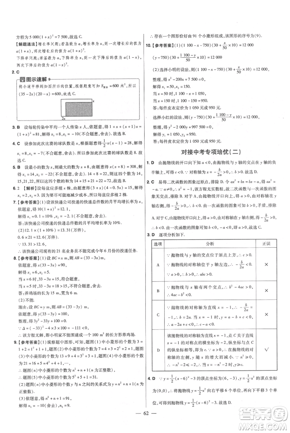 延邊教育出版社2021金考卷活頁題選初中同步單元雙測卷九年級上冊數(shù)學人教版參考答案