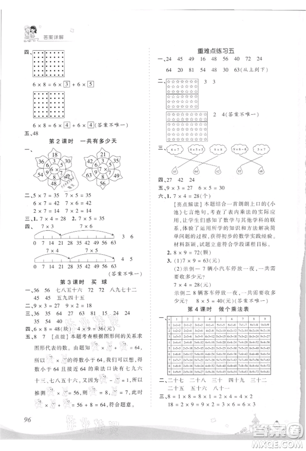 江西人民出版社2021王朝霞創(chuàng)維新課堂同步優(yōu)化訓(xùn)練二年級上冊數(shù)學北師大版參考答案