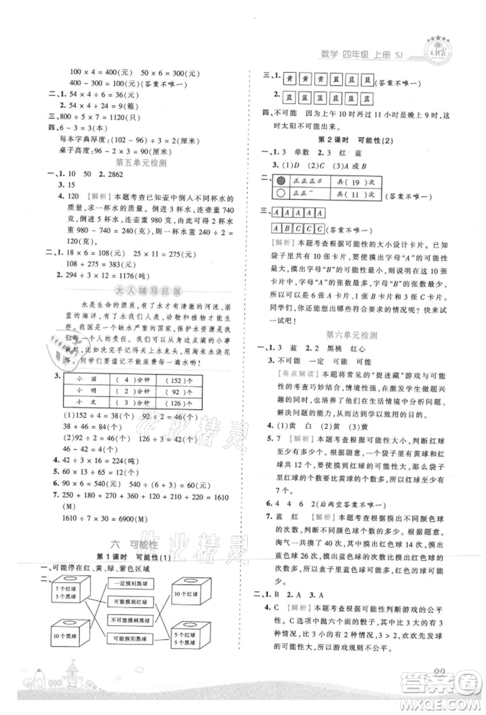 江西人民出版社2021王朝霞創(chuàng)維新課堂同步優(yōu)化訓(xùn)練四年級(jí)上冊數(shù)學(xué)蘇教版參考答案