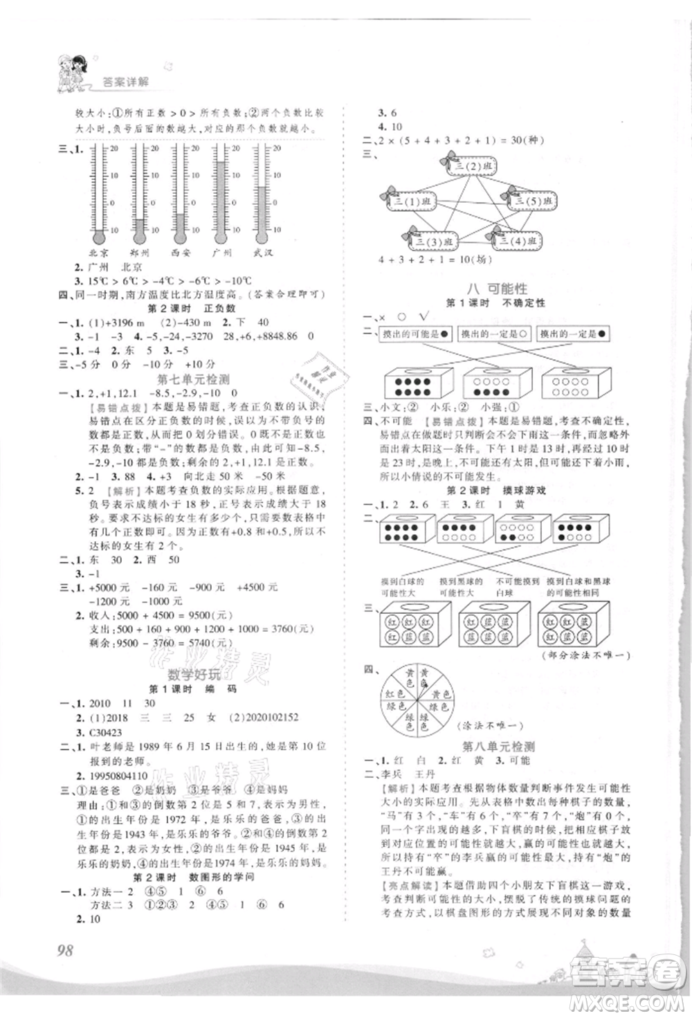 江西人民出版社2021王朝霞創(chuàng)維新課堂同步優(yōu)化訓(xùn)練四年級上冊數(shù)學(xué)北師大版參考答案