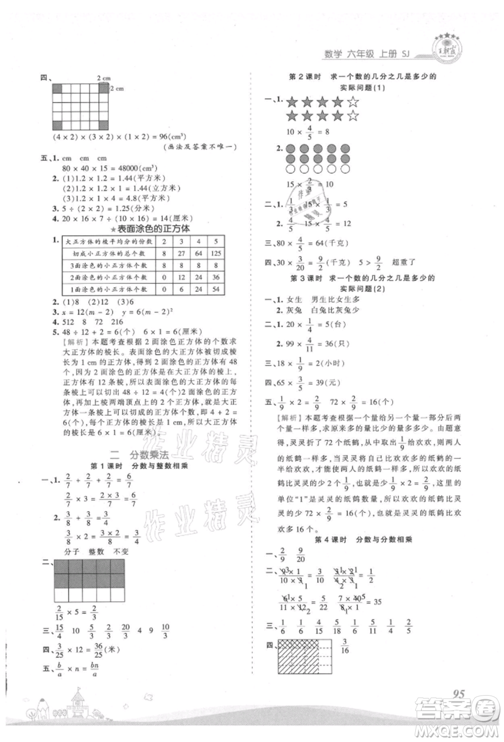 江西人民出版社2021王朝霞創(chuàng)維新課堂同步優(yōu)化訓(xùn)練六年級上冊數(shù)學(xué)蘇教版參考答案