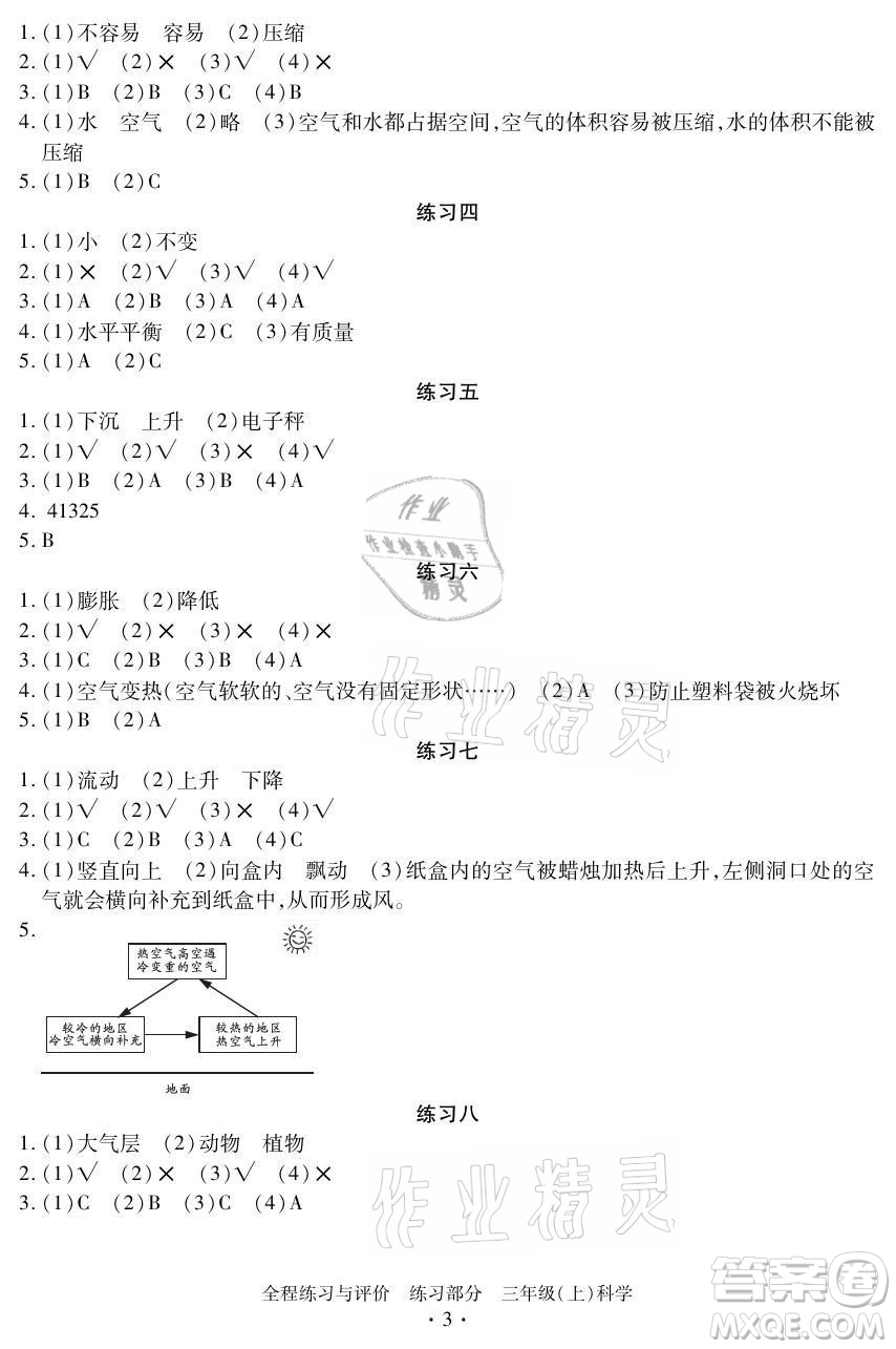 浙江人民出版社2021全程練習(xí)與評(píng)價(jià)三年級(jí)上冊(cè)科學(xué)教科版答案