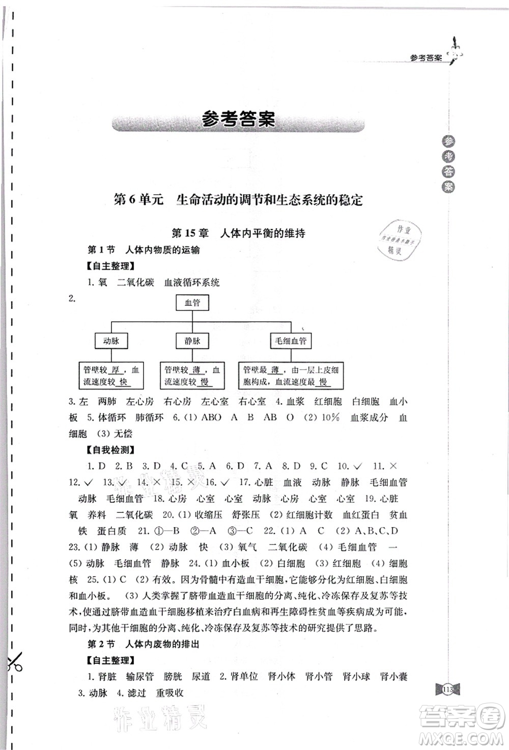 江蘇鳳凰教育出版社2021學(xué)習(xí)與評(píng)價(jià)八年級(jí)生物上冊(cè)蘇科版答案