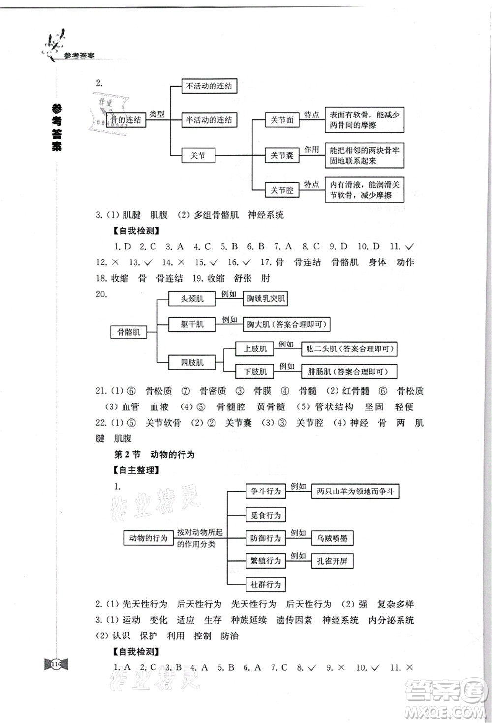 江蘇鳳凰教育出版社2021學(xué)習(xí)與評(píng)價(jià)八年級(jí)生物上冊(cè)蘇科版答案