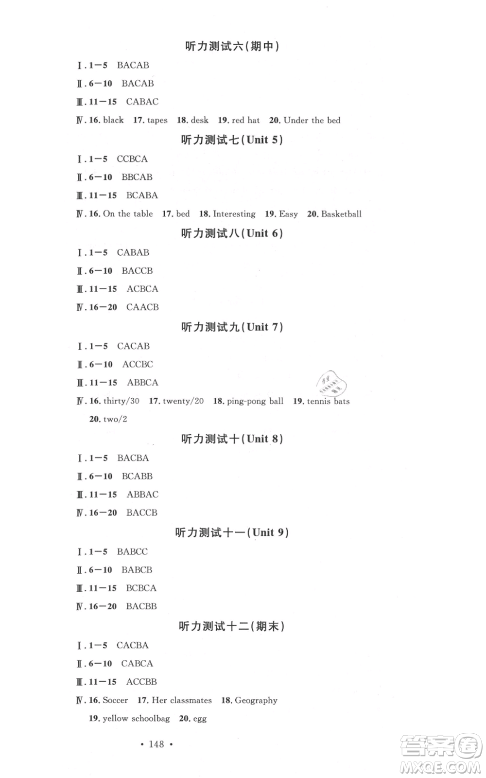 開明出版社2021名校課堂七年級(jí)上冊(cè)英語人教版背記本參考答案