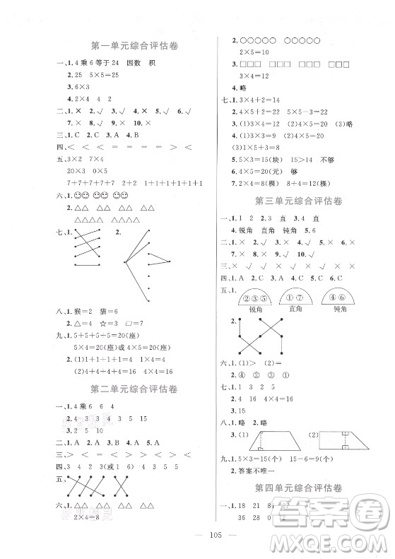 北方婦女兒童出版社2021狀元陪練課時優(yōu)化設計數學二年級上冊青島版答案