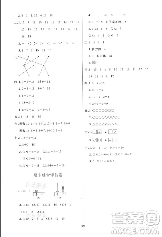 北方婦女兒童出版社2021狀元陪練課時(shí)優(yōu)化設(shè)計(jì)數(shù)學(xué)一年級(jí)上冊(cè)青島版答案