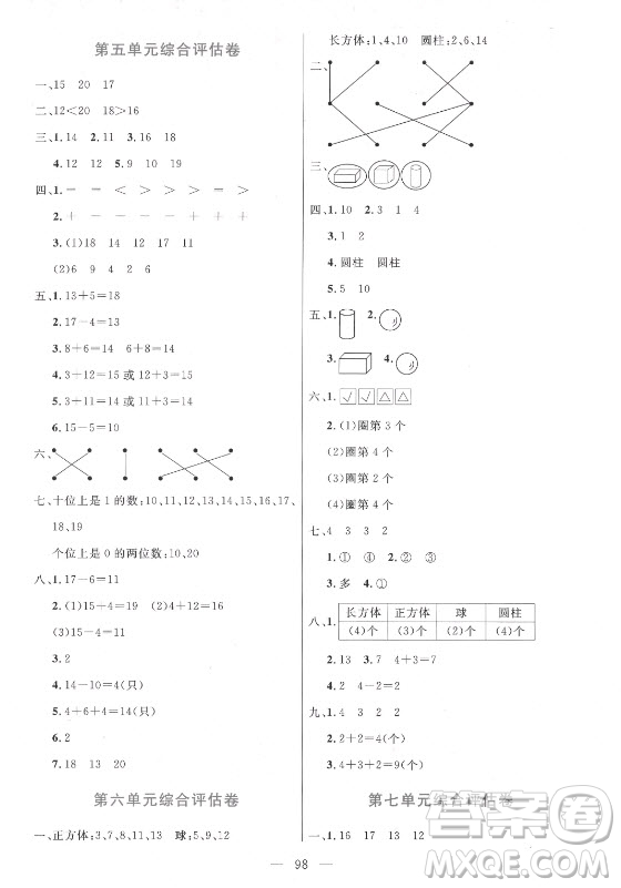 北方婦女兒童出版社2021狀元陪練課時(shí)優(yōu)化設(shè)計(jì)數(shù)學(xué)一年級(jí)上冊(cè)青島版答案