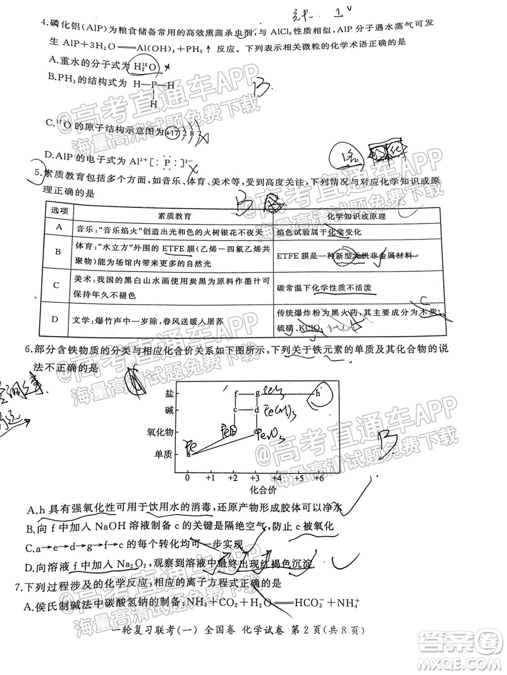 百師聯(lián)盟2022屆高三一輪復(fù)習聯(lián)考一全國卷化學試卷及答案