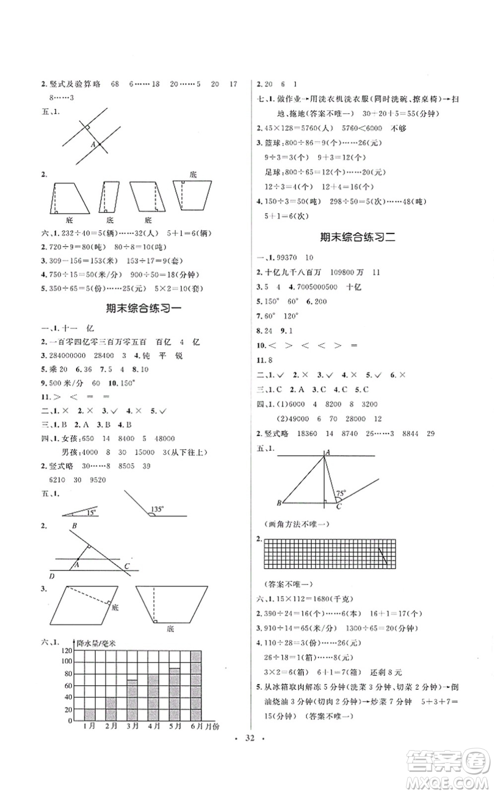 人民教育出版社2021同步解析與測評(píng)學(xué)考練四年級(jí)數(shù)學(xué)上冊人教版答案