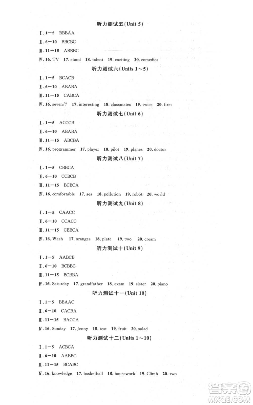 吉林教育出版社2021名校課堂八年級上冊英語人教版背記本寧夏專版參考答案