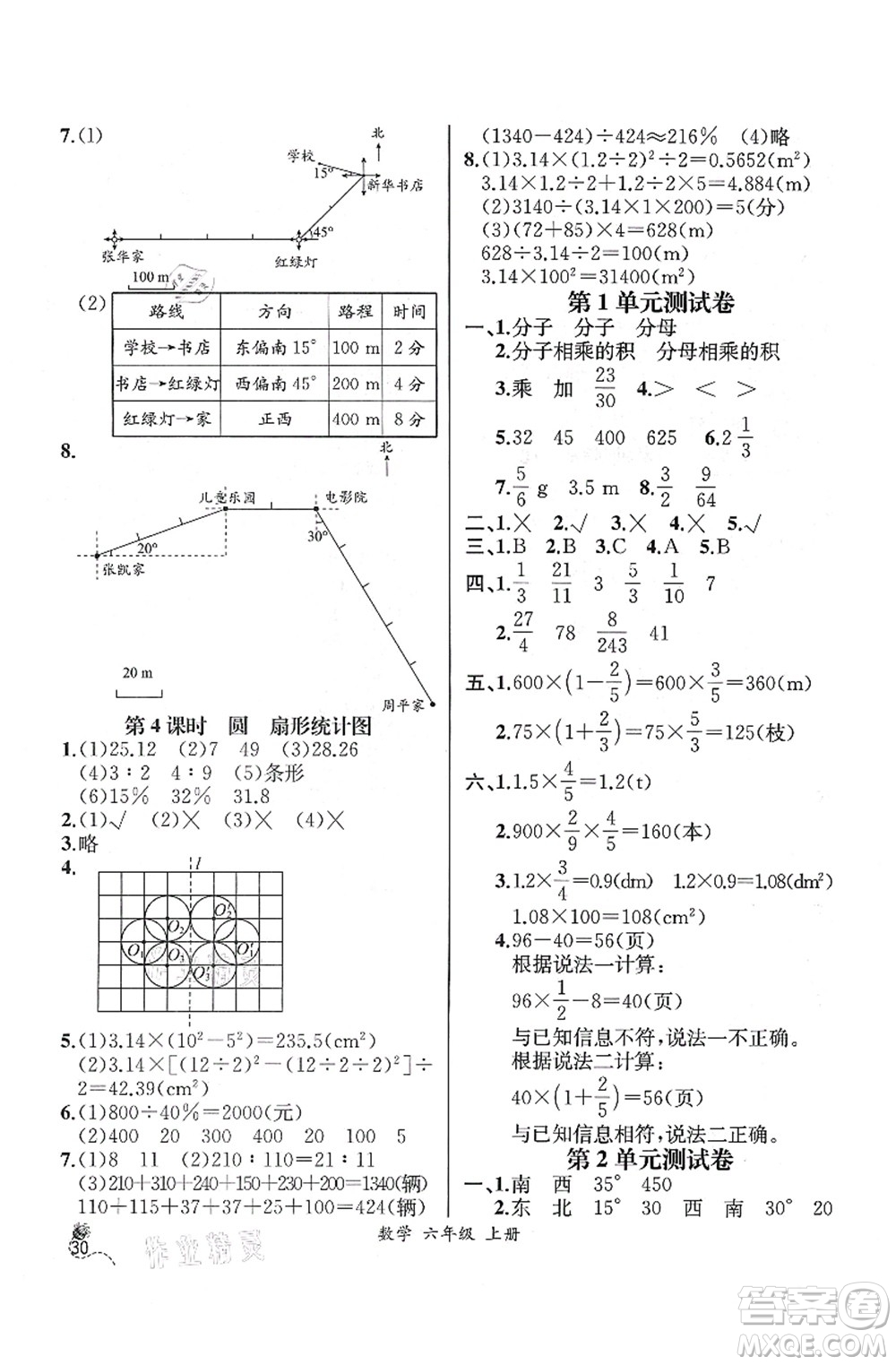 人民教育出版社2021同步解析與測評六年級(jí)數(shù)學(xué)上冊人教版云南專版答案