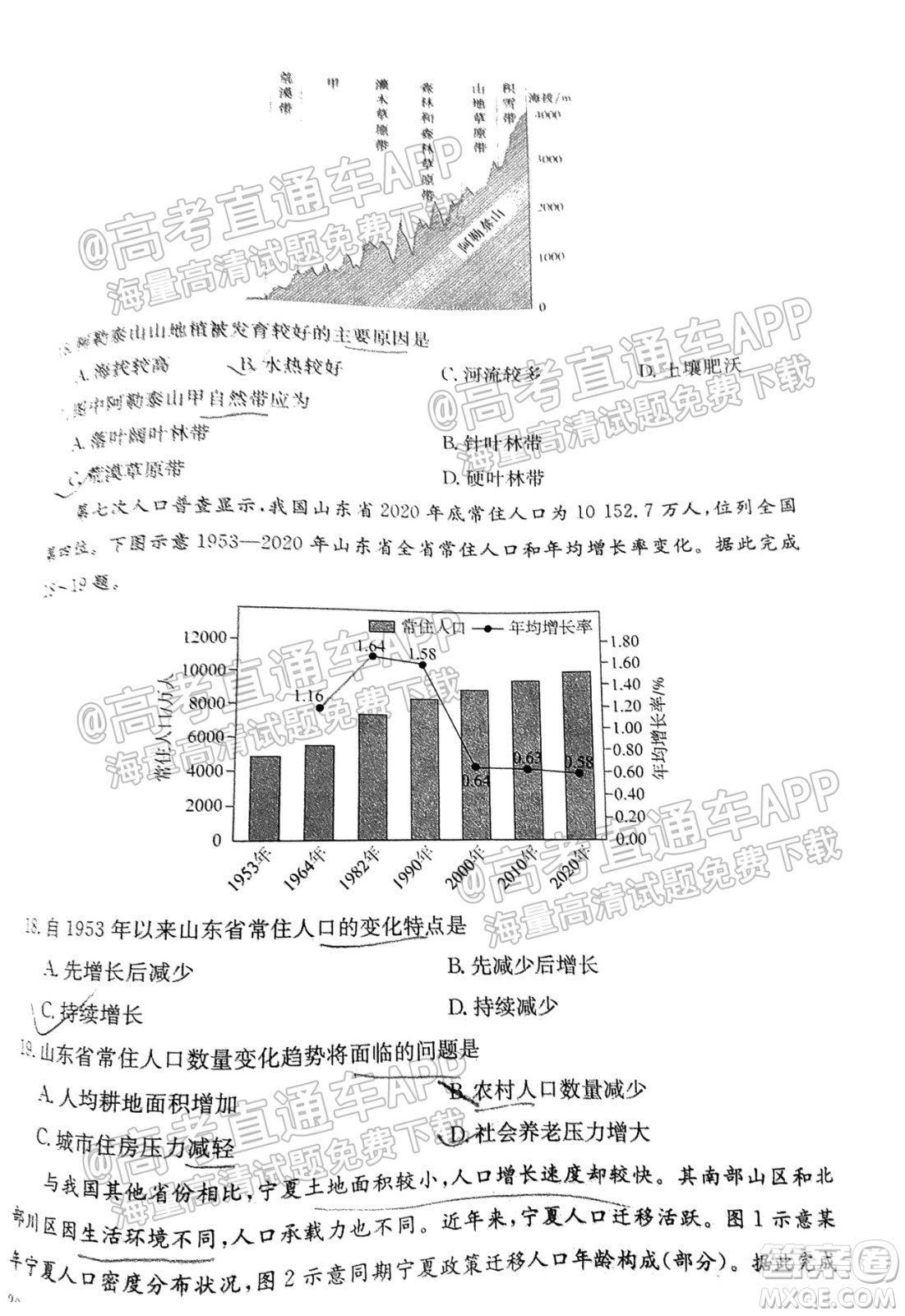 2022屆江西省紅色七校第一次聯(lián)考地理試題及答案