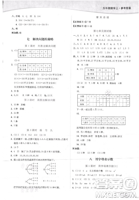 延邊大學(xué)出版社2021南通小題課時(shí)作業(yè)本五年級(jí)數(shù)學(xué)上冊(cè)蘇教版答案