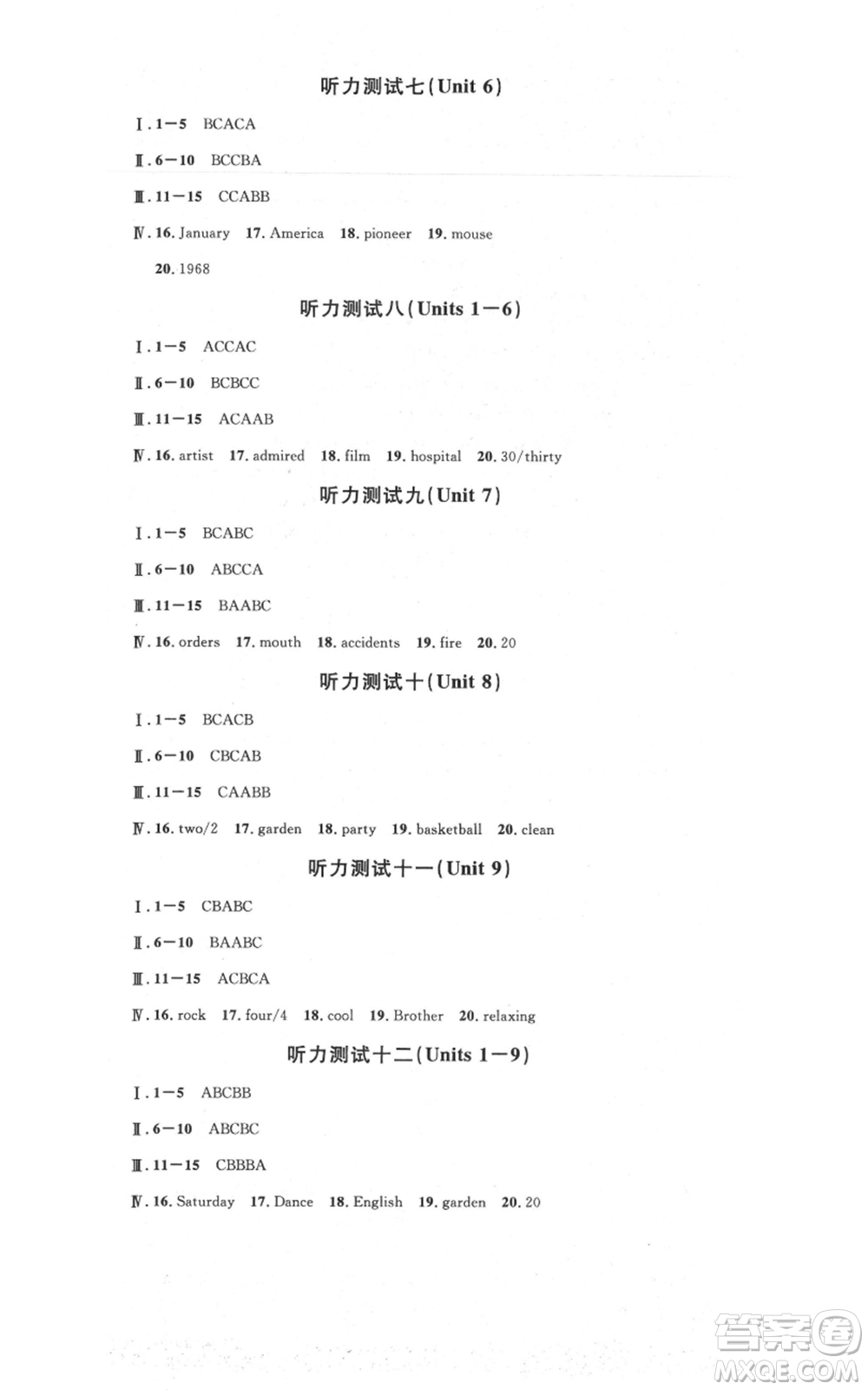 吉林教育出版社2021名校課堂九年級上冊英語人教版背記本寧夏專版參考答案