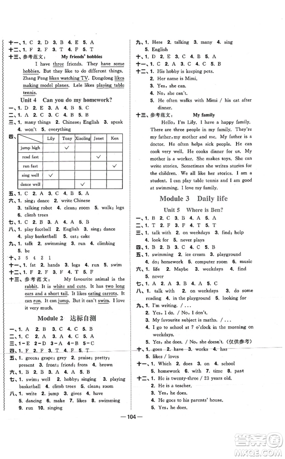 江西教育出版社2021陽光同學(xué)課時優(yōu)化作業(yè)五年級英語上冊教育科學(xué)版答案