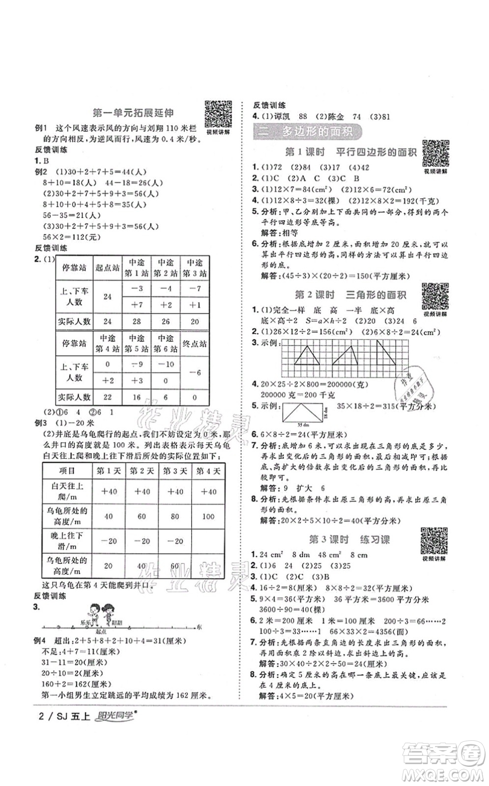 江西教育出版社2021陽(yáng)光同學(xué)課時(shí)優(yōu)化作業(yè)五年級(jí)數(shù)學(xué)上冊(cè)SJ蘇教版淮宿連專(zhuān)版答案