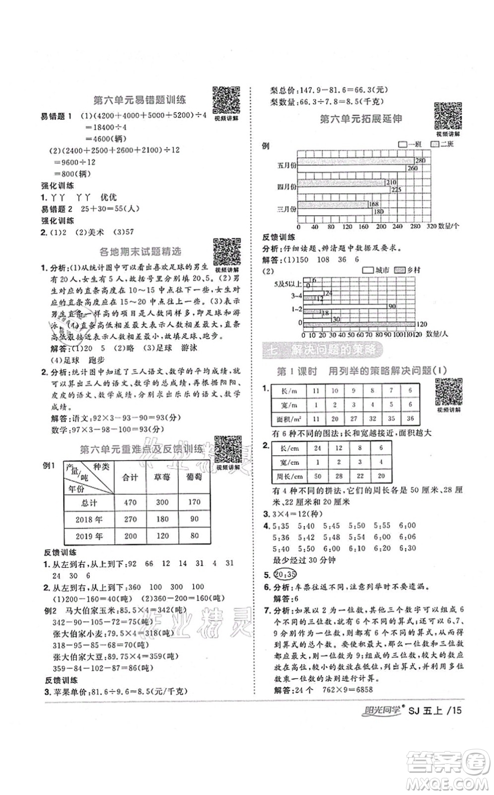 江西教育出版社2021陽(yáng)光同學(xué)課時(shí)優(yōu)化作業(yè)五年級(jí)數(shù)學(xué)上冊(cè)SJ蘇教版淮宿連專(zhuān)版答案