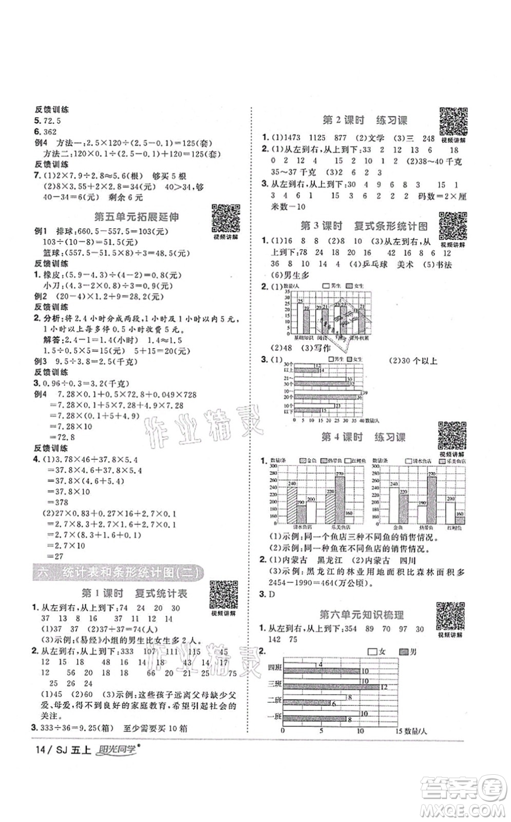 江西教育出版社2021陽(yáng)光同學(xué)課時(shí)優(yōu)化作業(yè)五年級(jí)數(shù)學(xué)上冊(cè)SJ蘇教版淮宿連專(zhuān)版答案