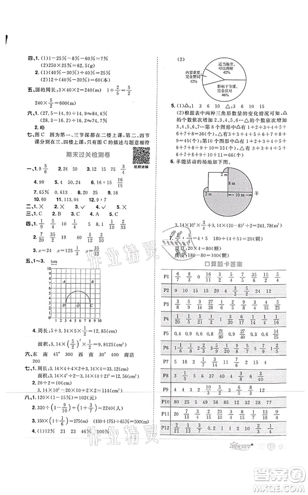 江西教育出版社2021陽(yáng)光同學(xué)課時(shí)優(yōu)化作業(yè)六年級(jí)數(shù)學(xué)上冊(cè)RJ人教版菏澤專版答案