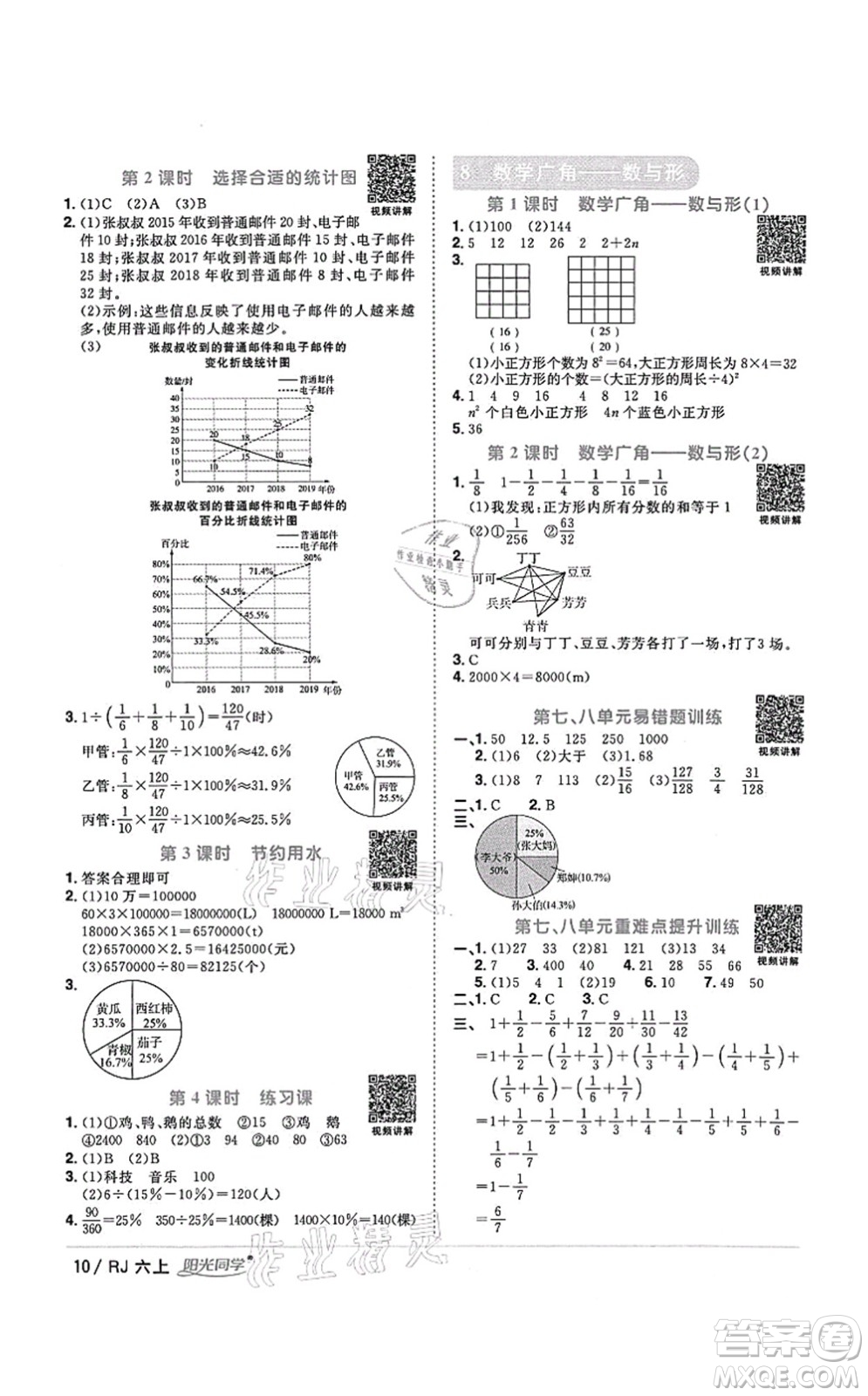 江西教育出版社2021陽光同學(xué)課時優(yōu)化作業(yè)六年級數(shù)學(xué)上冊RJ人教版湖北專版答案