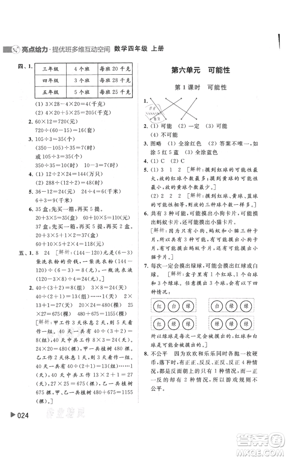 北京教育出版社2021亮點(diǎn)給力提優(yōu)班多維互動(dòng)空間四年級(jí)上冊(cè)數(shù)學(xué)蘇教版參考答案