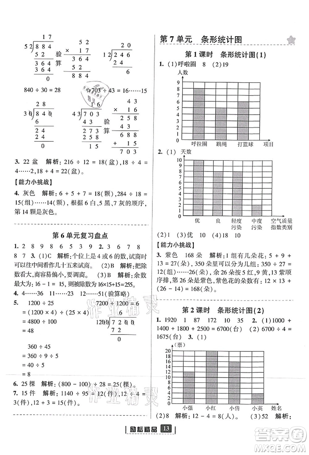 延邊人民出版社2021勵(lì)耘新同步四年級(jí)數(shù)學(xué)上冊(cè)人教版答案