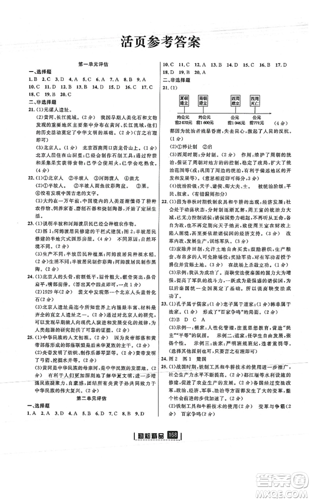 延邊人民出版社2021勵(lì)耘新同步七年級(jí)歷史上冊(cè)人教版答案