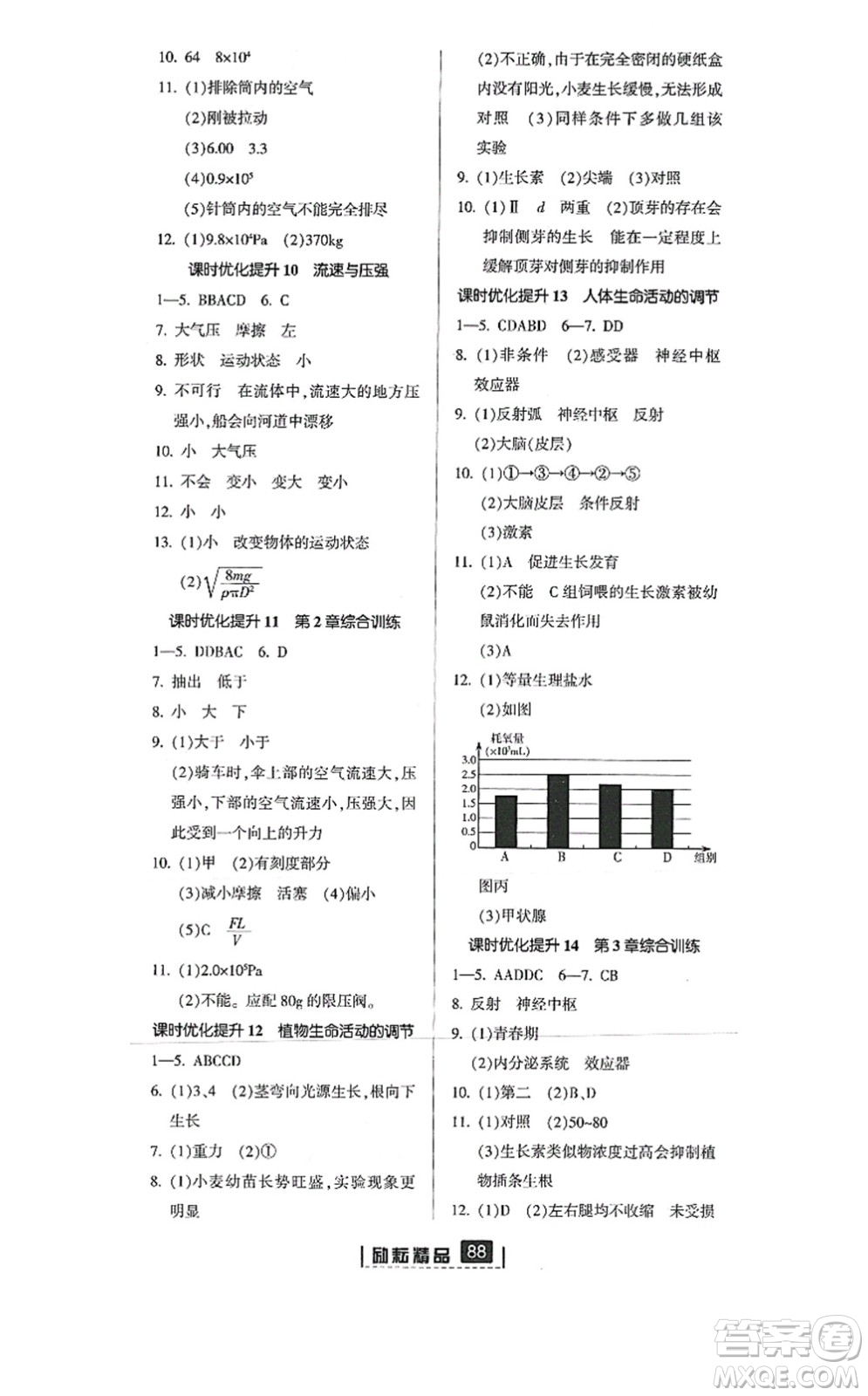 延邊人民出版社2021勵(lì)耘新同步八年級(jí)科學(xué)上冊AB本浙教版答案