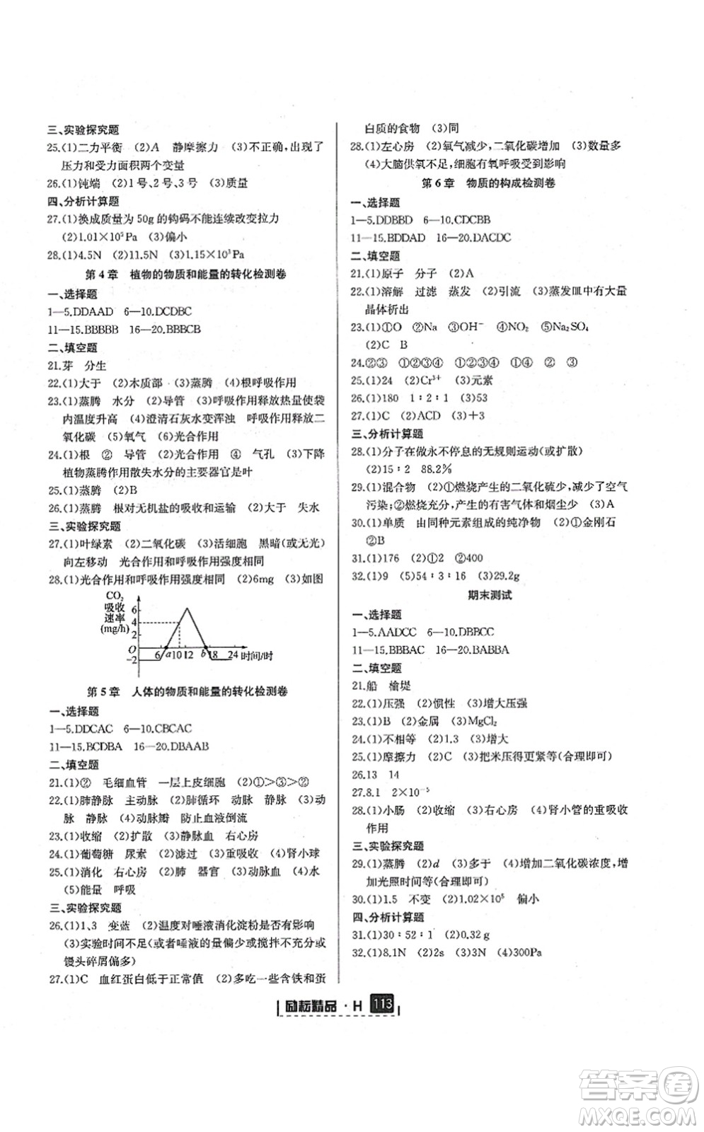 延邊人民出版社2021勵(lì)耘新同步八年級(jí)科學(xué)上冊(cè)AB本華師大版答案