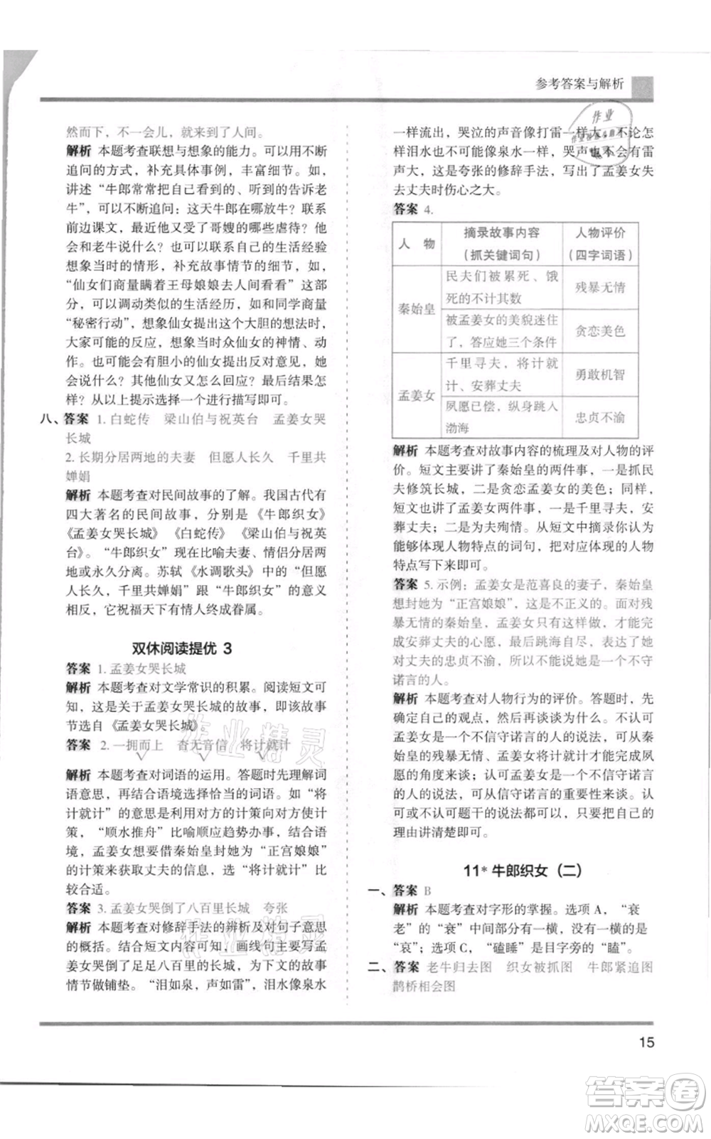 湖南師范大學(xué)出版社2021木頭馬分層課課練五年級上冊語文人教版浙江專版參考答案