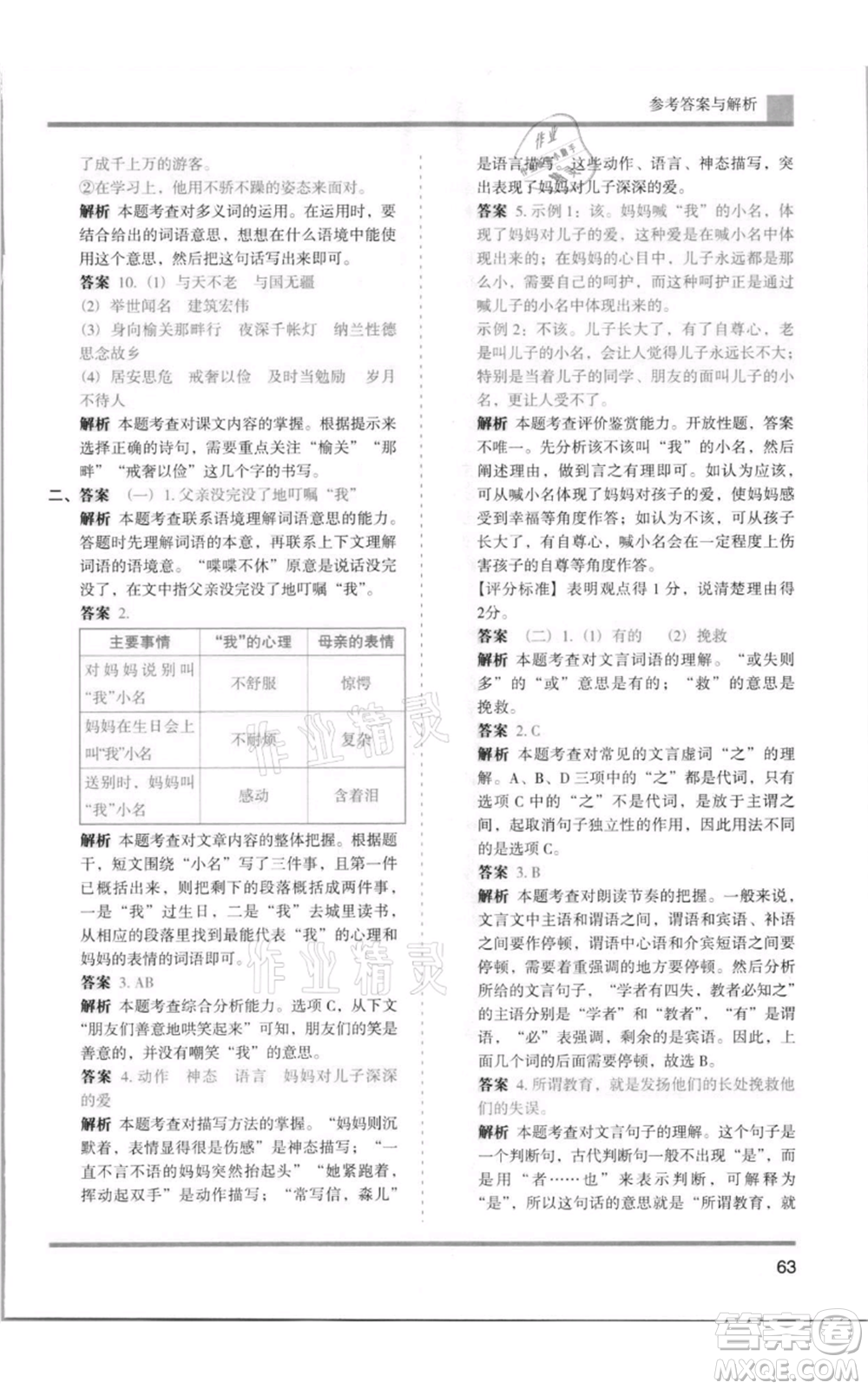 湖南師范大學(xué)出版社2021木頭馬分層課課練五年級上冊語文人教版浙江專版參考答案