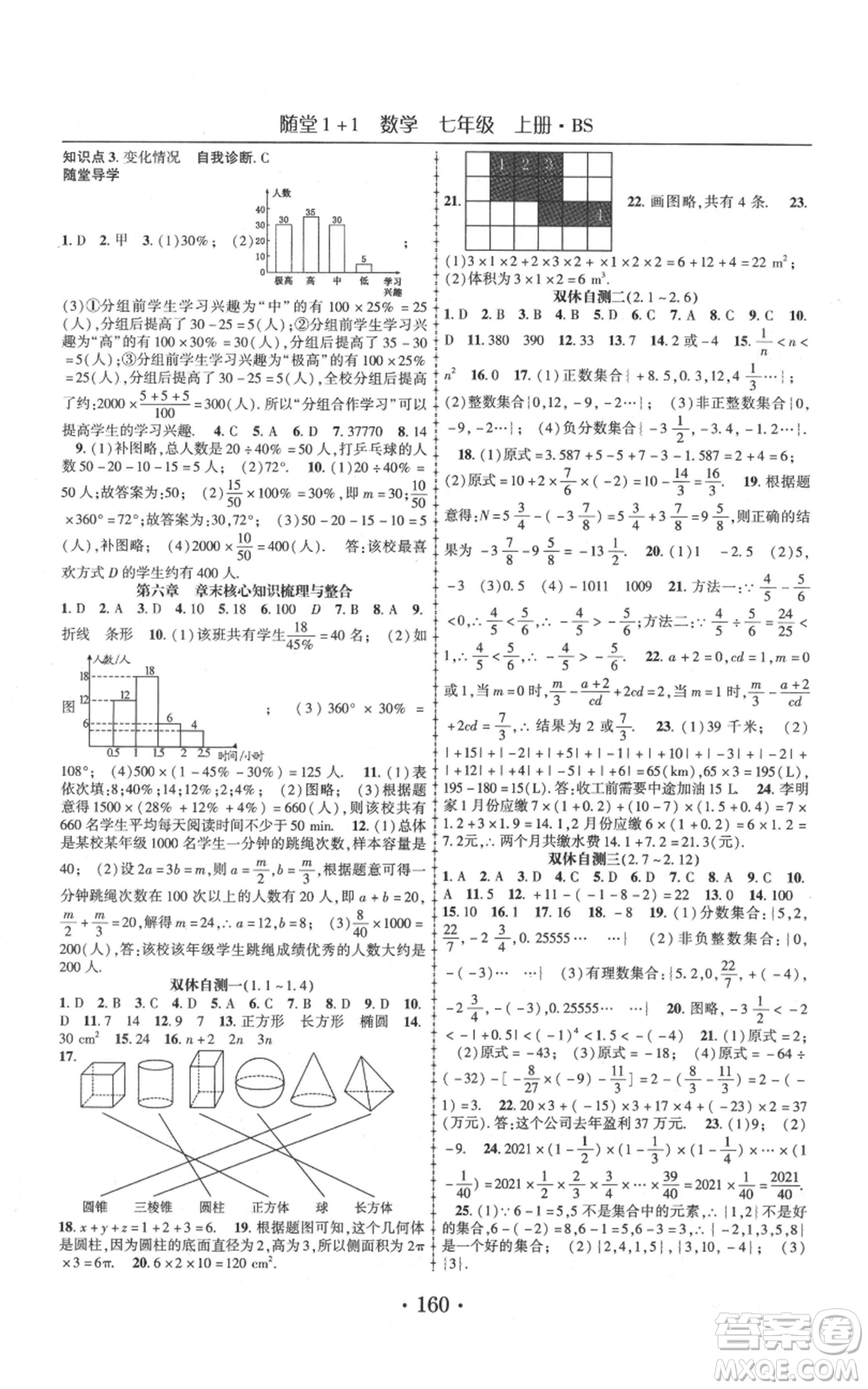 云南美術(shù)出版社2021隨堂1+1導(dǎo)練七年級(jí)上冊(cè)數(shù)學(xué)北師大版參考答案