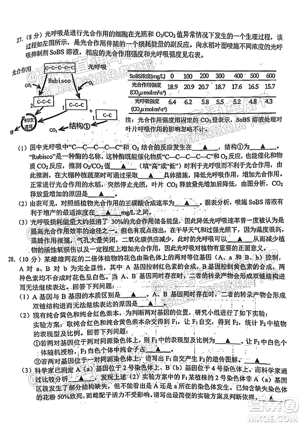 浙江省十校聯(lián)盟2021年10月高三聯(lián)考生物試卷及答案