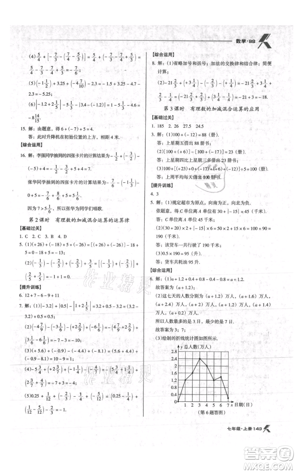 遼海出版社2021全優(yōu)點(diǎn)練課計(jì)劃七年級(jí)上冊(cè)數(shù)學(xué)北師大版參考答案