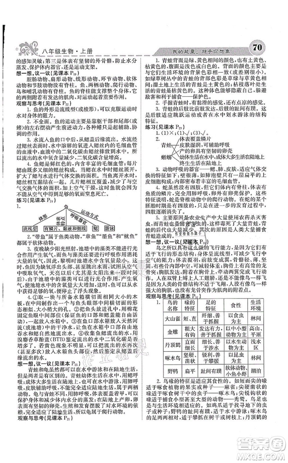 四川大學(xué)出版社2021課堂點睛八年級生物上冊人教版答案