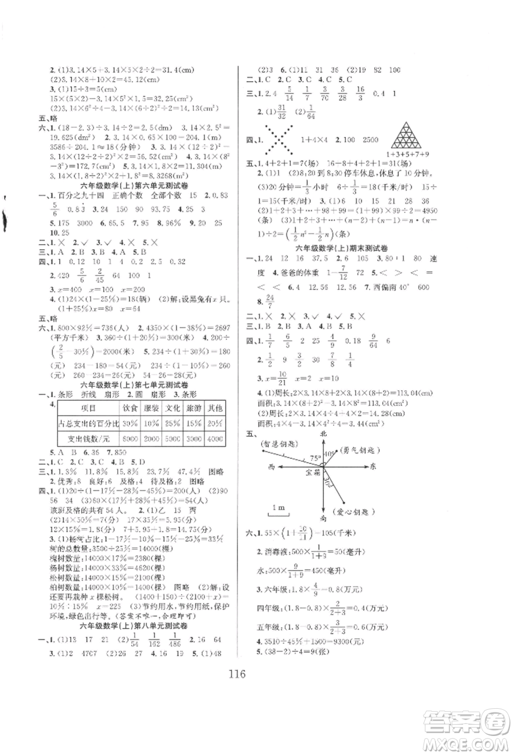 安徽人民出版社2021陽光課堂課時作業(yè)六年級數(shù)學(xué)上冊人教版參考答案