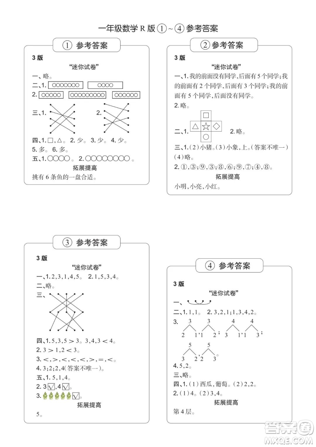 2021年時代學(xué)習(xí)報一年級上數(shù)學(xué)R版人教版1-8期參考答案