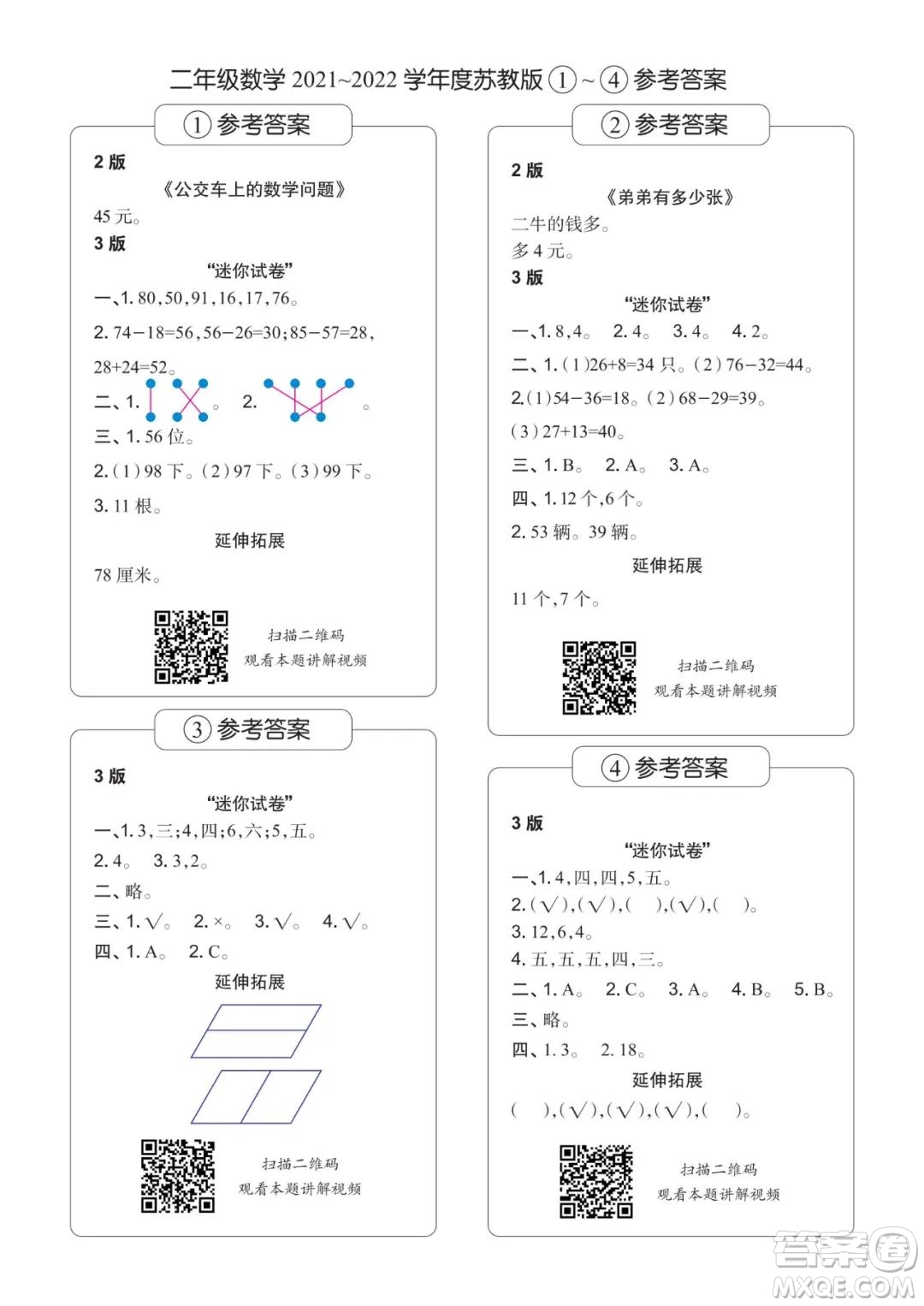 2021年時代學(xué)習(xí)報二年級上數(shù)學(xué)蘇教版1-8期參考答案