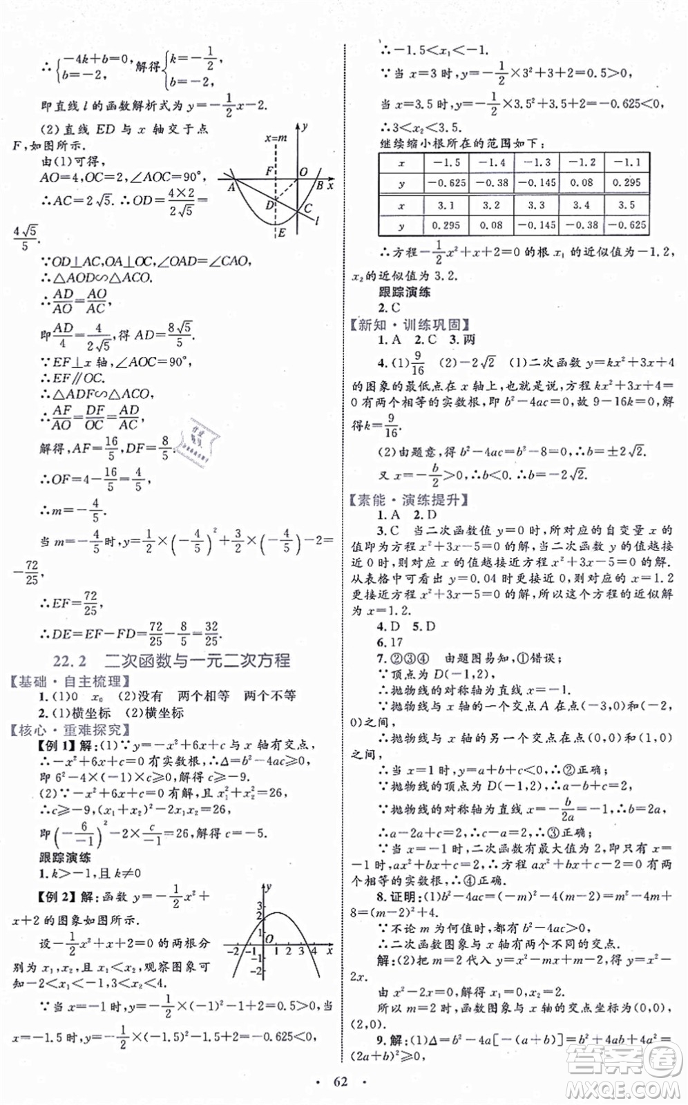 內(nèi)蒙古教育出版社2021初中同步學(xué)習(xí)目標(biāo)與檢測(cè)九年級(jí)數(shù)學(xué)全一冊(cè)人教版答案