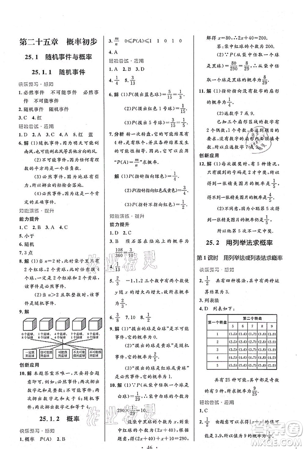 人民教育出版社2021初中同步測控優(yōu)化設(shè)計九年級數(shù)學(xué)上冊人教版答案