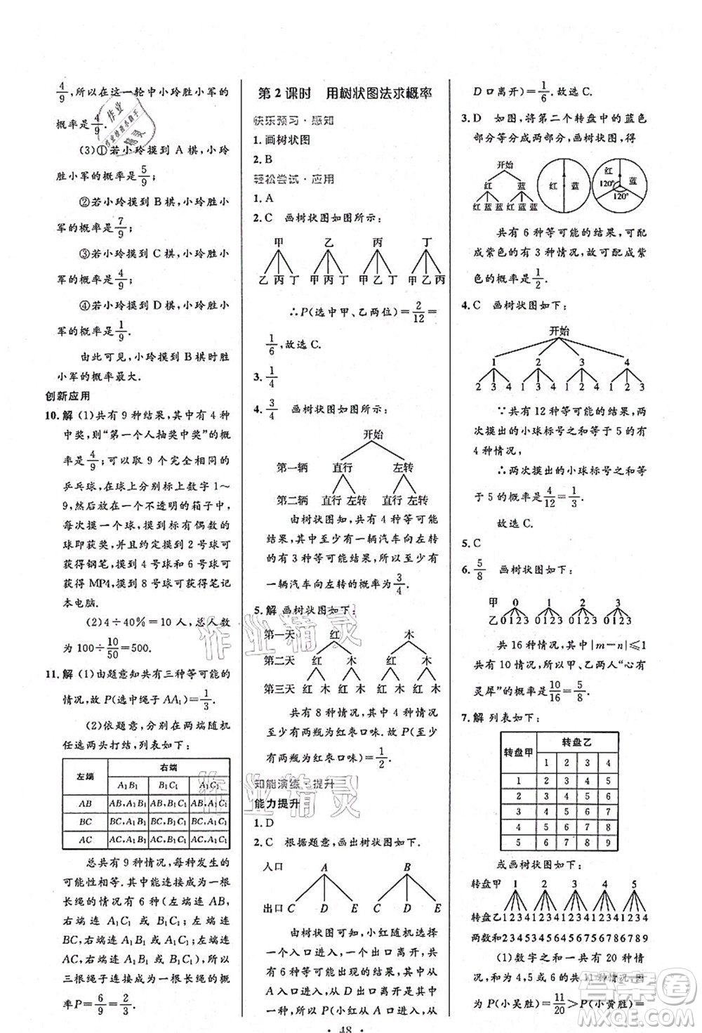 人民教育出版社2021初中同步測控優(yōu)化設(shè)計九年級數(shù)學(xué)上冊人教版答案