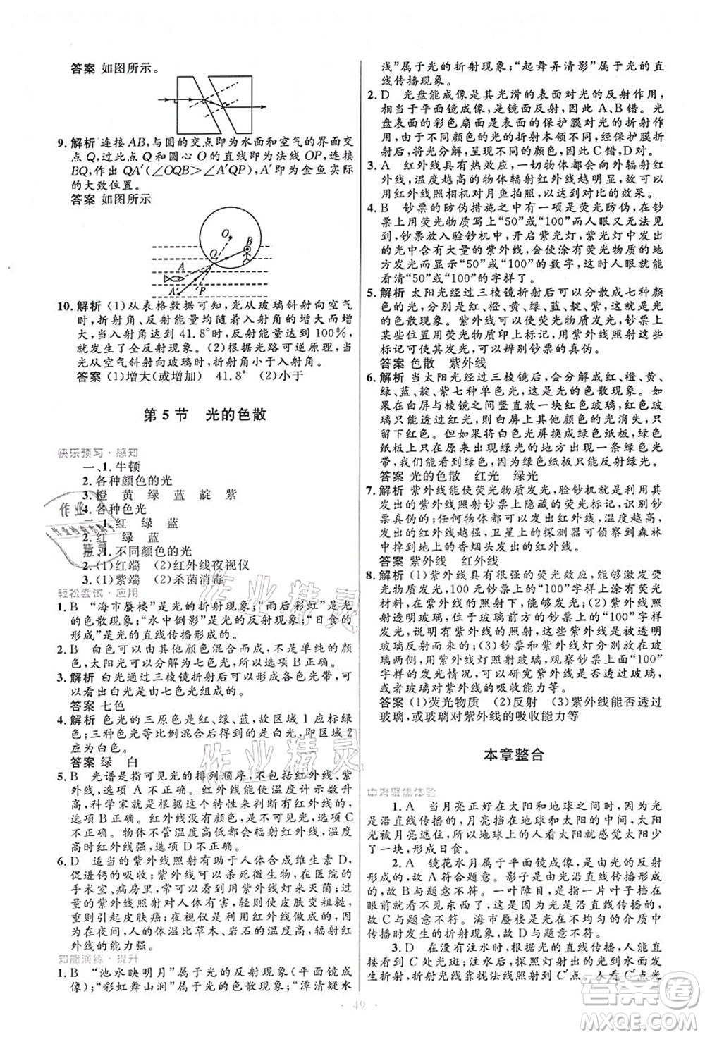 人民教育出版社2021初中同步測(cè)控優(yōu)化設(shè)計(jì)八年級(jí)物理上冊(cè)人教版答案