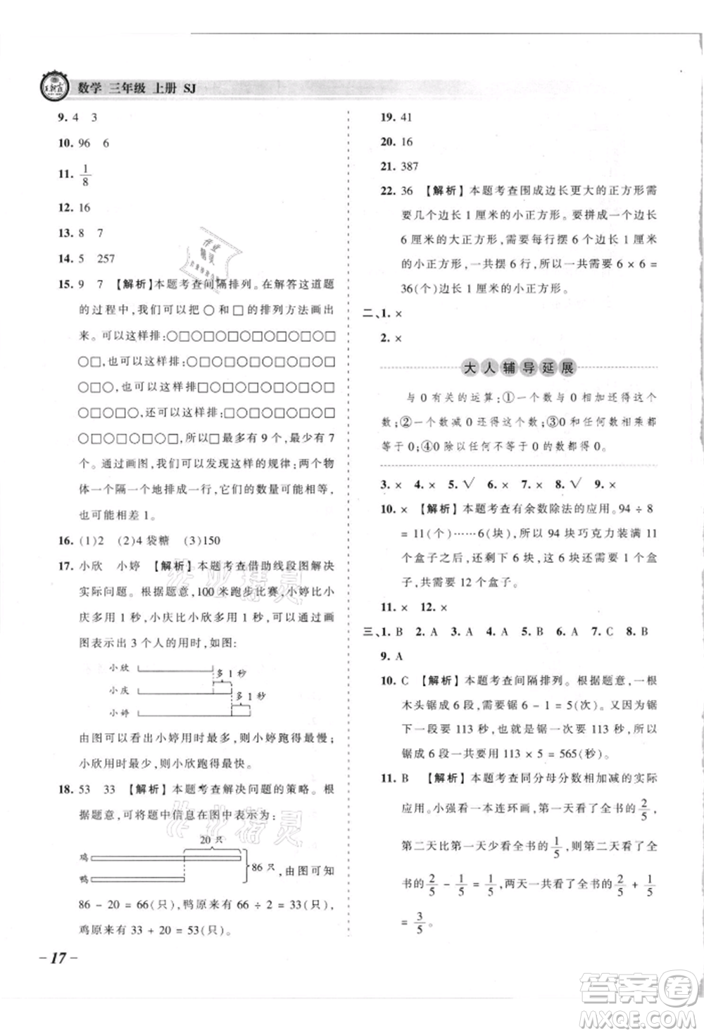 江西人民出版社2021王朝霞考點(diǎn)梳理時(shí)習(xí)卷三年級(jí)上冊(cè)數(shù)學(xué)蘇教版參考答案