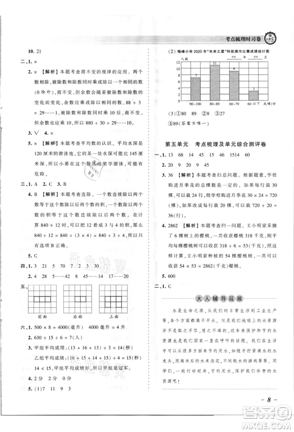 江西人民出版社2021王朝霞考點梳理時習卷四年級上冊數(shù)學蘇教版參考答案