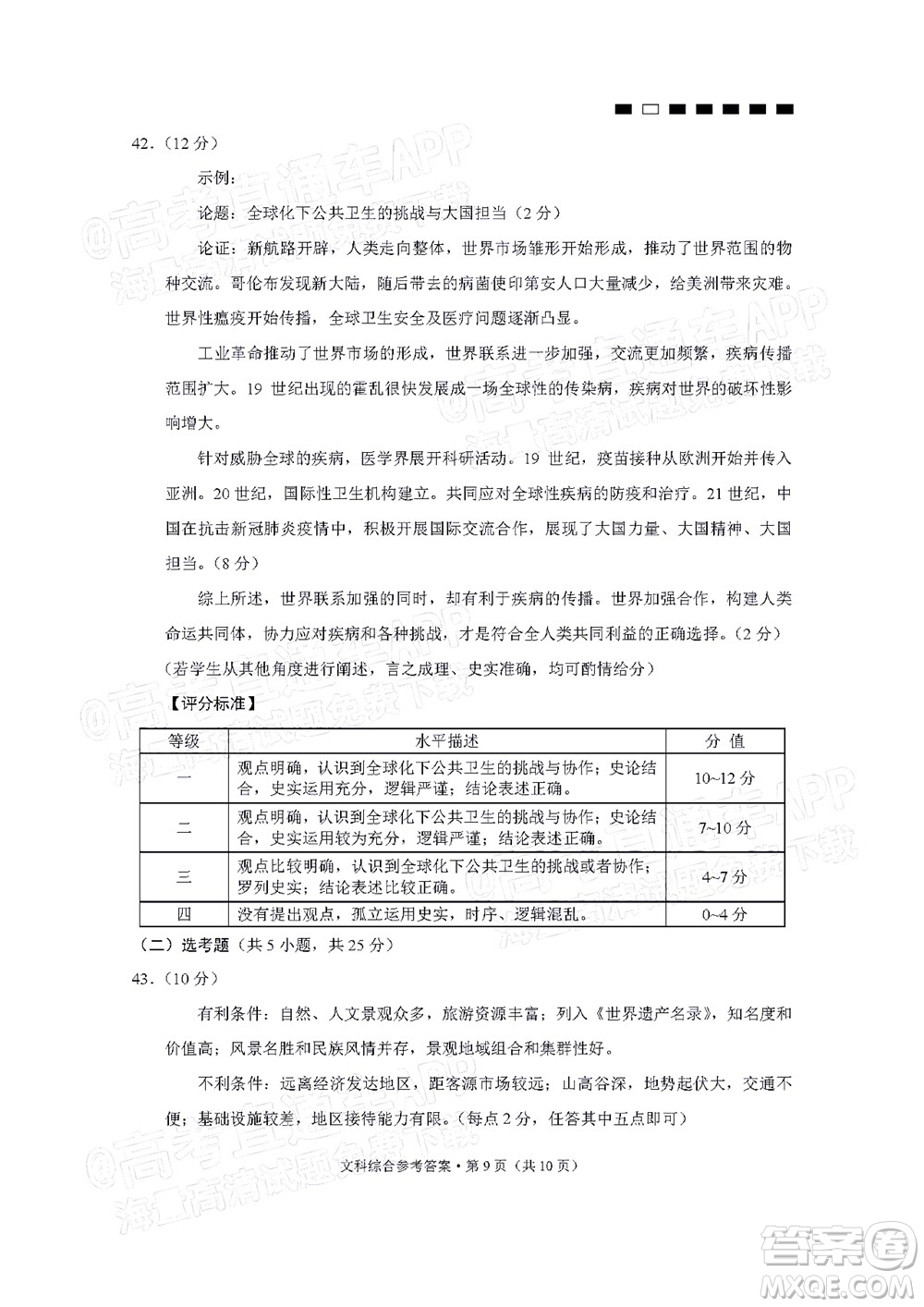 2022屆貴陽一中高考適應(yīng)性月考二文科綜合試題及答案