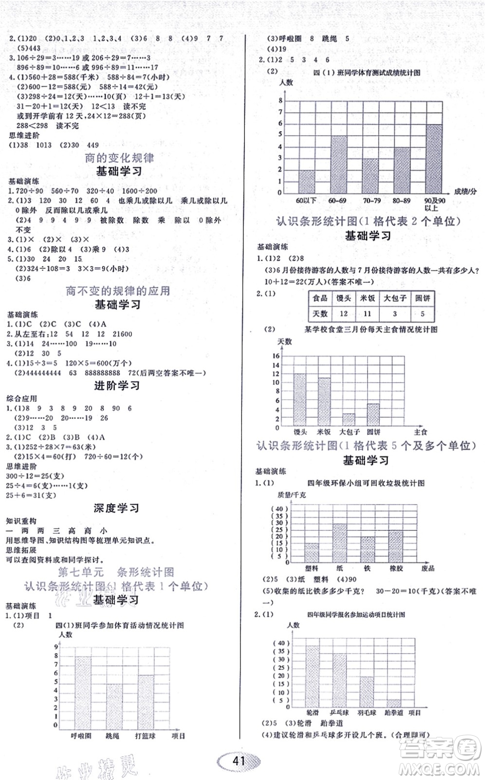 黑龍江教育出版社2021資源與評價四年級數(shù)學(xué)上冊人教版答案