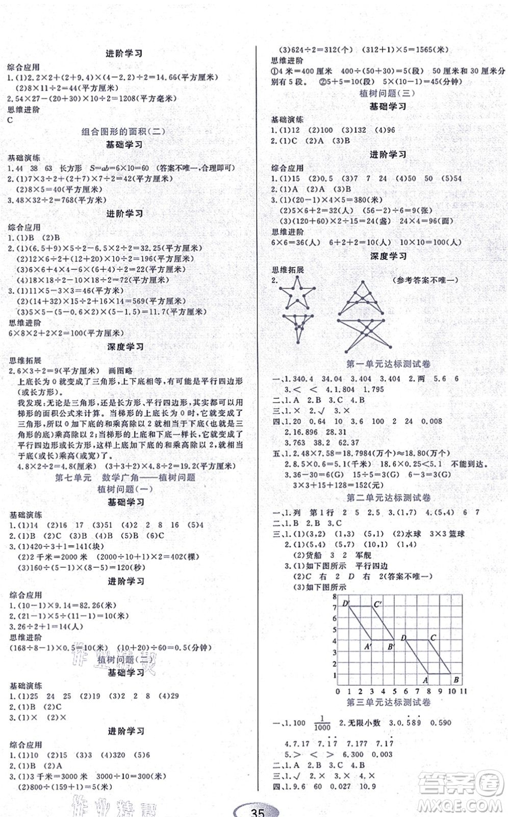 黑龍江教育出版社2021資源與評(píng)價(jià)五年級(jí)數(shù)學(xué)上冊(cè)人教版答案